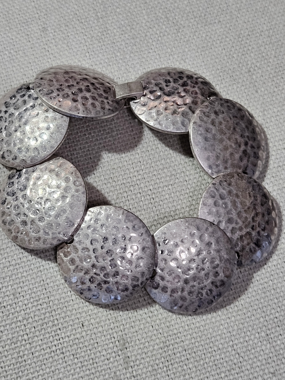 Monet Hammered Disc Silver-Tone Bracelet